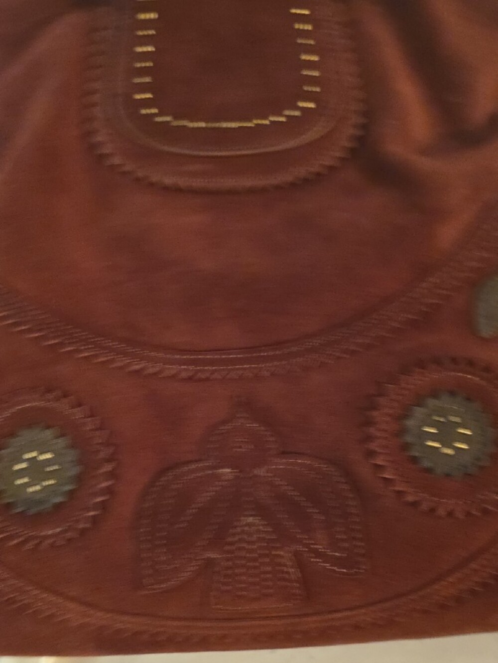 HOBO Chocolate Brown Suede Embroidered Shoulder Bag - Picture 9 of 10